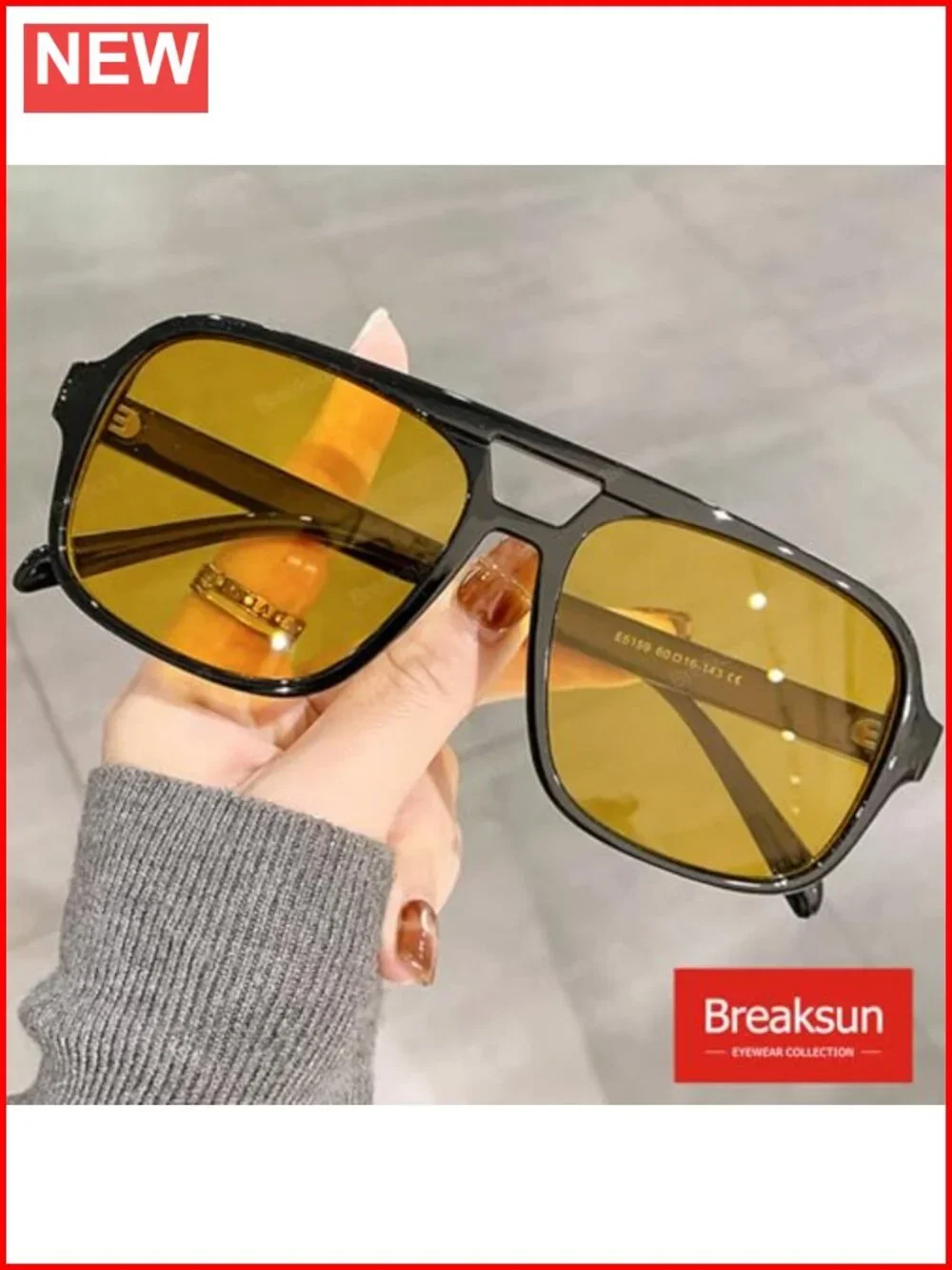 Retro Aviator Sunglasses Unisex Trendy Classic Square Plastic UV400 Protection